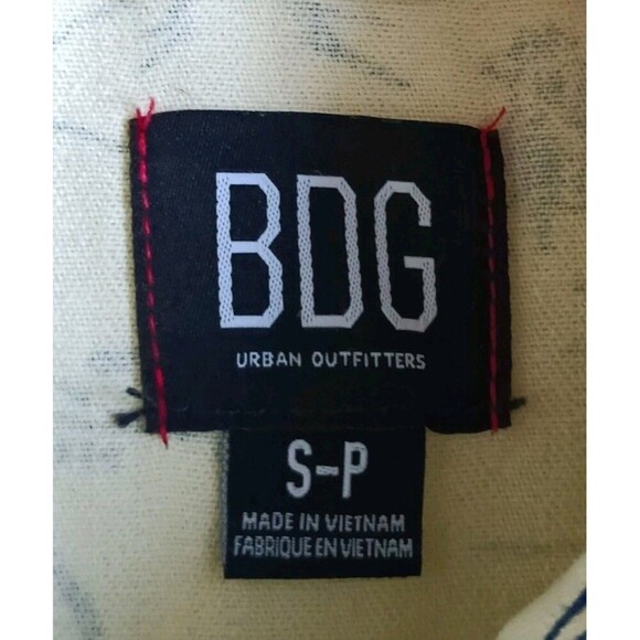 Urban Outfitters BDG Shirt Jacket Men's Small Graphic Print Yellow Denim Pockets - Picture 3 of 9